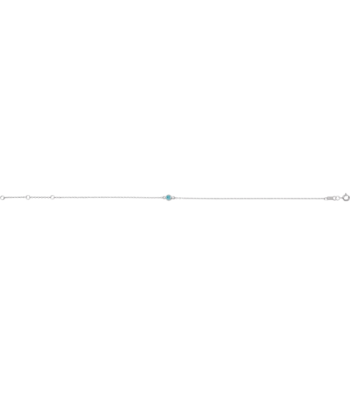 Brc808 Bracelet 14K White Set 1-Stone Natural Blue Zircon Round 3 Mm 8.7 X 4.8 Mm 6 12-7 12 In Polished Blue Zircon Bezel-Set Solitaire Bracelet