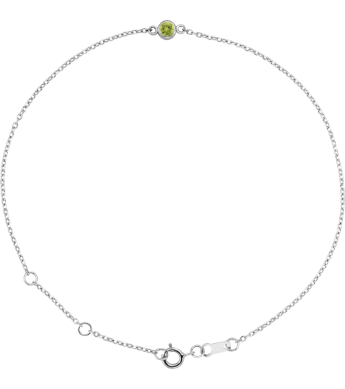 Brc808 Bracelet Platinum Set 1-Stone Natural Peridot Round 3 Mm 8.7 X 4.8 Mm 6 12-7 12 In Polished Natural Peridot Bezel-Set Solitaire Bracelet