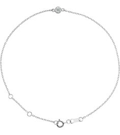 Brc808 Bracelet 14K White Set 1-Stone Natural Diamond Round 3 Mm 8.7 X 4.8 Mm 6 12-7 12 In I1, G-H Polished 110 Ct Natural Diamond Bezel-Set Solitaire Bracelet