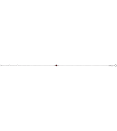 Brc808 Bracelet Sterling Silver Set 1-Stone Natural Mozambique Garnet Round 3 Mm 8.7 X 4.8 Mm 6 12-7 12 In Polished Natural Mozambique Garnet Bezel-Set Solitaire Bracelet