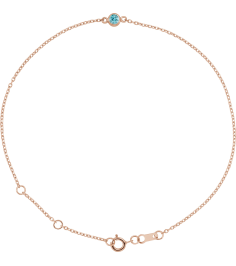 Brc808 Bracelet 14K Rose Set 1-Stone Natural Blue Zircon Round 3 Mm 8.7 X 4.8 Mm 6 12-7 12 In Polished Blue Zircon Bezel-Set Solitaire Bracelet
