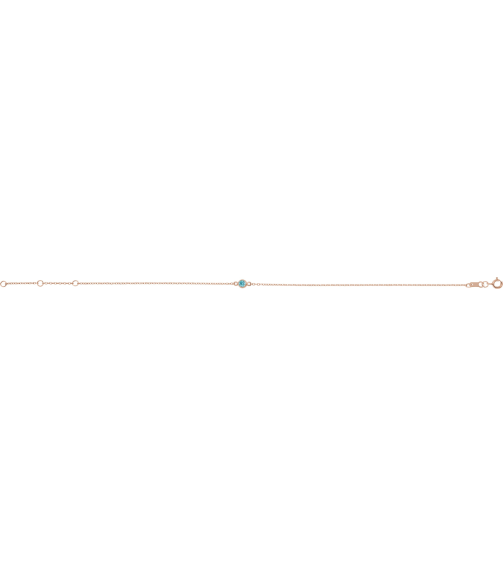 Brc808 Bracelet 14K Rose Set 1-Stone Natural Blue Zircon Round 3 Mm 8.7 X 4.8 Mm 6 12-7 12 In Polished Blue Zircon Bezel-Set Solitaire Bracelet