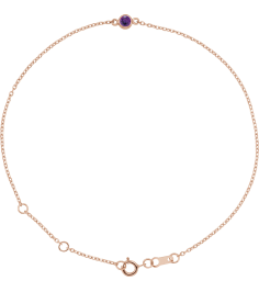 Brc808 Bracelet 14K Rose Set 1-Stone Natural Amethyst Round 3 Mm 8.7 X 4.8 Mm 6 12-7 12 In Polished Natural Amethyst Bezel-Set Solitaire Bracelet