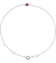 Brc808 Bracelet 14K White Set 1-Stone Natural Ruby Round 3 Mm 8.7 X 4.8 Mm 6 12-7 12 In Polished Natural Ruby Bezel-Set Solitaire Bracelet
