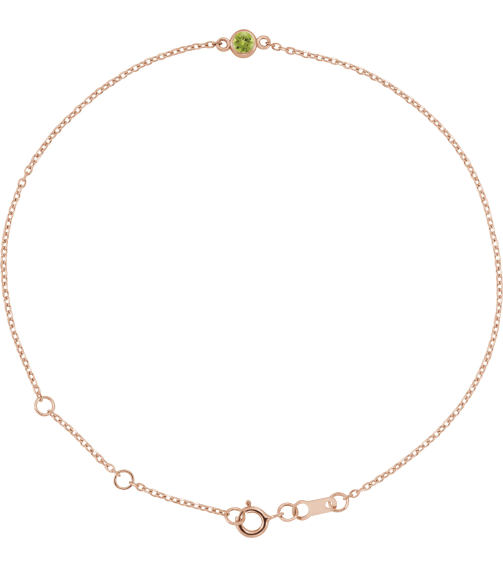 Brc808 Bracelet 14K Rose Set 1-Stone Natural Peridot Round 3 Mm 8.7 X 4.8 Mm 6 12-7 12 In Polished Natural Peridot Bezel-Set Solitaire Bracelet
