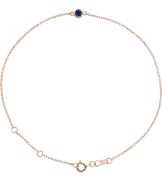 Brc808 Bracelet 14K Rose Set 1-Stone Lab-Grown Blue Sapphire Round 3 Mm 8.7 X 4.8 Mm 6 12-7 12 In Polished Lab-Grown Blue Sapphire Bezel-Set Solitaire Bracelet