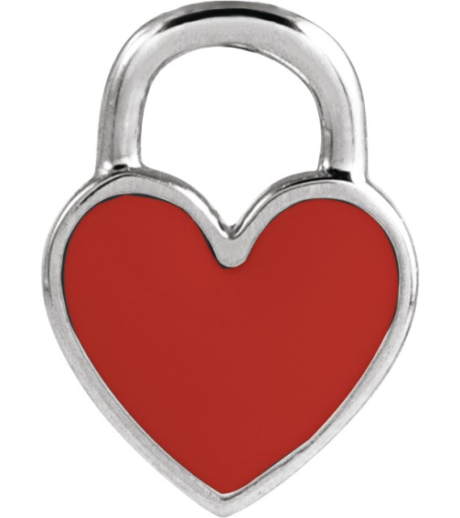 688833 Pendant Sterling Silver Red Enamel 11.57 X 8.7 Mm Polished Red Enamel Heart Pendant