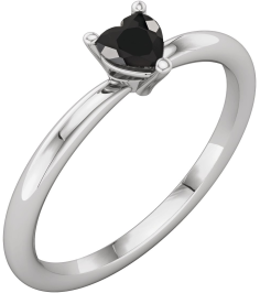72309 Ring Set Platinum Natural Black Onyx Heart 4 X 4 Mm Polished Natural Onyx Solitaire Ring