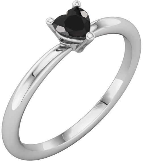 72309 Ring Set Platinum Natural Black Onyx Heart 4 X 4 Mm Polished Natural Onyx Solitaire Ring