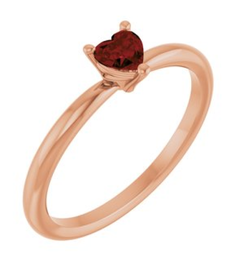 72309 Ring Set 14K Rose Natural Mozambique Garnet Heart 4 X 4 Mm Polished Natural Mozambique Garnet Solitaire Ring