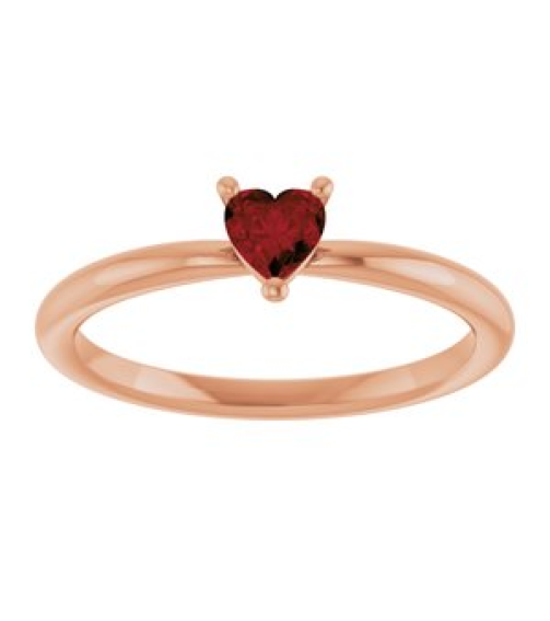 72309 Ring Set 14K Rose Natural Mozambique Garnet Heart 4 X 4 Mm Polished Natural Mozambique Garnet Solitaire Ring