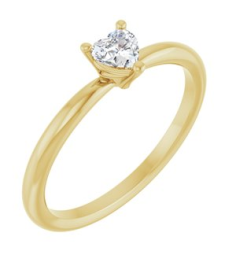 72309 Ring Set 14K Yellow Natural White Sapphire Heart 4 X 4 Mm Polished Natural White Sapphire Solitaire Ring