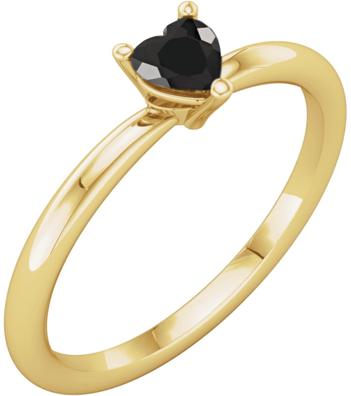 72309 Ring Set 14K Yellow Natural Black Onyx Heart 4 X 4 Mm Polished Natural Onyx Solitaire Ring