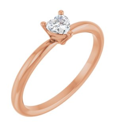72309 Ring Set 14K Rose Natural White Sapphire Heart 4 X 4 Mm Polished Natural White Sapphire Solitaire Ring