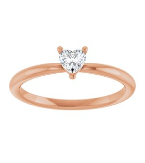 72309 Ring Set 14K Rose Natural White Sapphire Heart 4 X 4 Mm Polished Natural White Sapphire Solitaire Ring