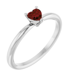 72309 Ring Set Platinum Natural Mozambique Garnet Heart 4 X 4 Mm Polished Natural Mozambique Garnet Solitaire Ring