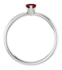 72309 Ring Set Platinum Natural Mozambique Garnet Heart 4 X 4 Mm Polished Natural Mozambique Garnet Solitaire Ring