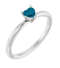 72309 Ring Set Sterling Silver Natural London Blue Topaz Heart 4 X 4 Mm Polished Natural London Blue Topaz Solitaire Ring