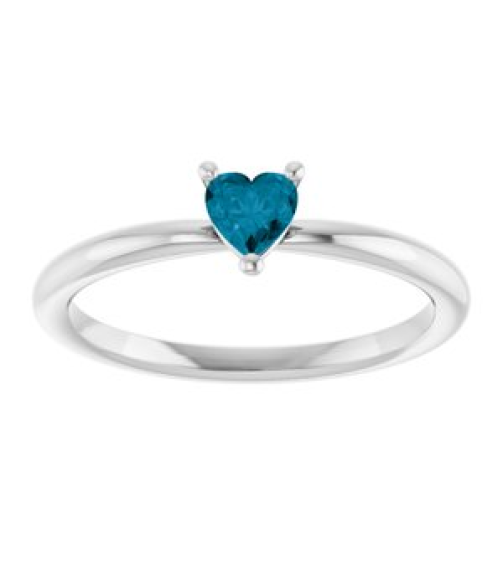 72309 Ring Set Sterling Silver Natural London Blue Topaz Heart 4 X 4 Mm Polished Natural London Blue Topaz Solitaire Ring