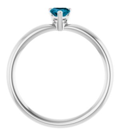 72309 Ring Set Sterling Silver Natural London Blue Topaz Heart 4 X 4 Mm Polished Natural London Blue Topaz Solitaire Ring