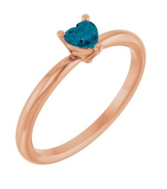 72309 Ring Set 14K Rose Natural London Blue Topaz Heart 4 X 4 Mm Polished Natural London Blue Topaz Solitaire Ring