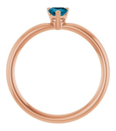 72309 Ring Set 14K Rose Natural London Blue Topaz Heart 4 X 4 Mm Polished Natural London Blue Topaz Solitaire Ring