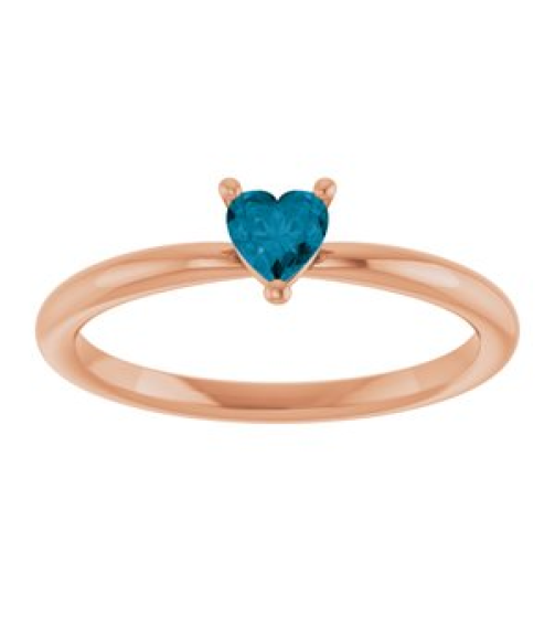 72309 Ring Set 14K Rose Natural London Blue Topaz Heart 4 X 4 Mm Polished Natural London Blue Topaz Solitaire Ring