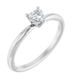 72309 Ring Set Sterling Silver Natural White Sapphire Heart 4 X 4 Mm Polished Natural White Sapphire Solitaire Ring