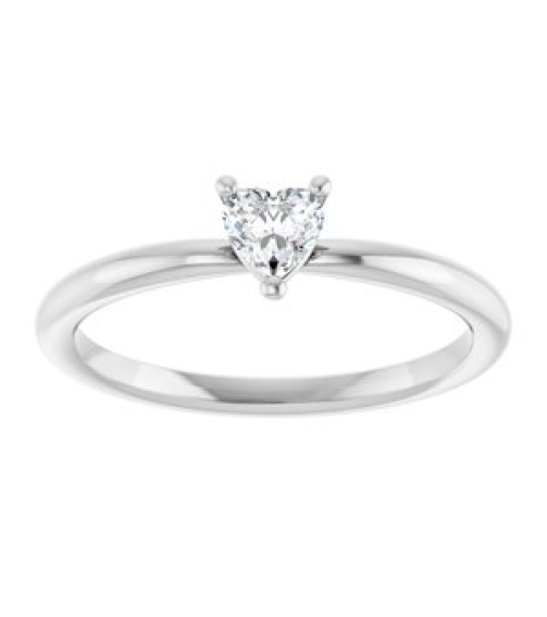 72309 Ring Set Sterling Silver Natural White Sapphire Heart 4 X 4 Mm Polished Natural White Sapphire Solitaire Ring