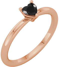 72309 Ring Set 14K Rose Natural Black Onyx Heart 4 X 4 Mm Polished Natural Onyx Solitaire Ring