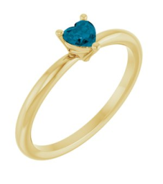 72309 Ring Set 14K Yellow Natural London Blue Topaz Heart 4 X 4 Mm Polished Natural London Blue Topaz Solitaire Ring
