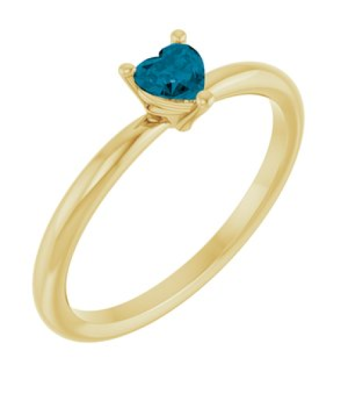 72309 Ring Set 14K Yellow Natural London Blue Topaz Heart 4 X 4 Mm Polished Natural London Blue Topaz Solitaire Ring
