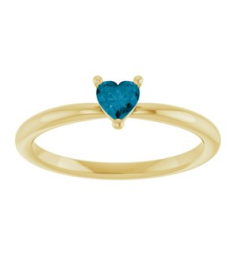 72309 Ring Set 14K Yellow Natural London Blue Topaz Heart 4 X 4 Mm Polished Natural London Blue Topaz Solitaire Ring