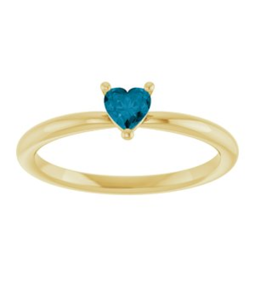 72309 Ring Set 14K Yellow Natural London Blue Topaz Heart 4 X 4 Mm Polished Natural London Blue Topaz Solitaire Ring