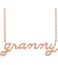 88061 Necklace 14K Rose 27.37 X 7.63 Mm 18 In Polished Lowercase Script Granny Necklace