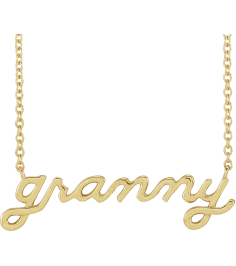 88061 Necklace 14K Yellow 27.37 X 7.63 Mm 18 In Polished Lowercase Script Granny Necklace