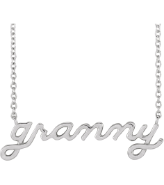 88061 Necklace Sterling Silver 27.37 X 7.63 Mm 18 In Polished Lowercase Script Granny Necklace