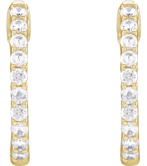 653631 Earring Set 14K Yellow 14.5 Mm 1.66 Mm Lab-Grown Diamond Round 1.5Mm 12 Ctw Vs, F+ Pair Hinged Polished 12 Ctw Lab-Grown Diamond Inside-Outside Hoop Earrings