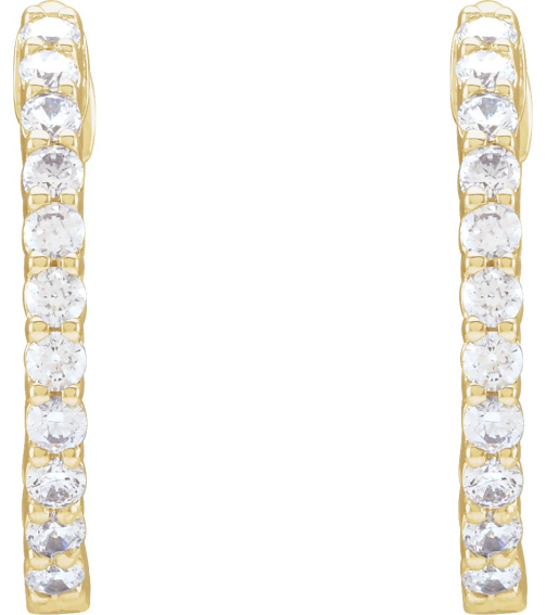 653631 Earring Set 14K Yellow 17.2 Mm 2.15 Mm Lab-Grown Diamond Round 1.75Mm 34 Ctw Vs, F+ Pair Hinged Polished 34 Ctw Lab-Grown Diamond Inside-Outside Hoop Earrings