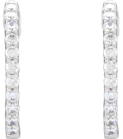 653631 Earring Set 14K White 17.2 Mm 2.15 Mm Lab-Grown Diamond Round 1.75Mm 34 Ctw Vs, F+ Pair Hinged Polished 34 Ctw Lab-Grown Diamond Inside-Outside Hoop Earrings