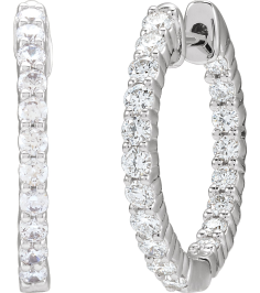 653631 Earring Set 14K White 17.2 Mm 2.15 Mm Lab-Grown Diamond Round 1.75Mm 34 Ctw Si1-Si2, Gh Pair Hinged Polished 34 Ctw Lab-Grown Diamond Inside-Outside Hoop Earrings
