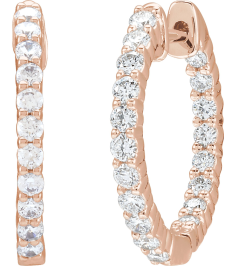 653631 Earring Set 14K Rose 17.2 Mm 2.15 Mm Lab-Grown Diamond Round 1.75Mm 34 Ctw Si1-Si2, Gh Pair Hinged Polished 34 Ctw Lab-Grown Diamond Inside-Outside Hoop Earrings