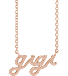 88063 Necklace 14K Rose 14.88 X 7.93 Mm 18 In Polished Lowercase Script Gigi Necklace