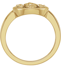 R50018 14K Yellow Black Enamel 7 15.35 Mm Polished Oval Black Enamel Miraculous Medal Ring