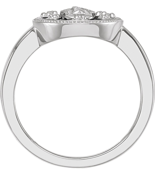 R50018 14K White Black Enamel 7 15.35 Mm Polished Oval Black Enamel Miraculous Medal Ring