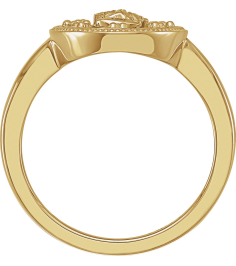 R50018 14K Yellow White Enamel 7 15.35 Mm Polished Oval White Enamel Miraculous Medal Ring