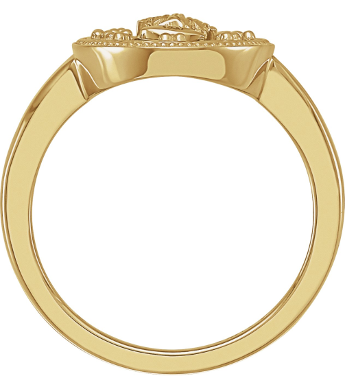 R50018 14K Yellow White Enamel 7 15.35 Mm Polished Oval White Enamel Miraculous Medal Ring