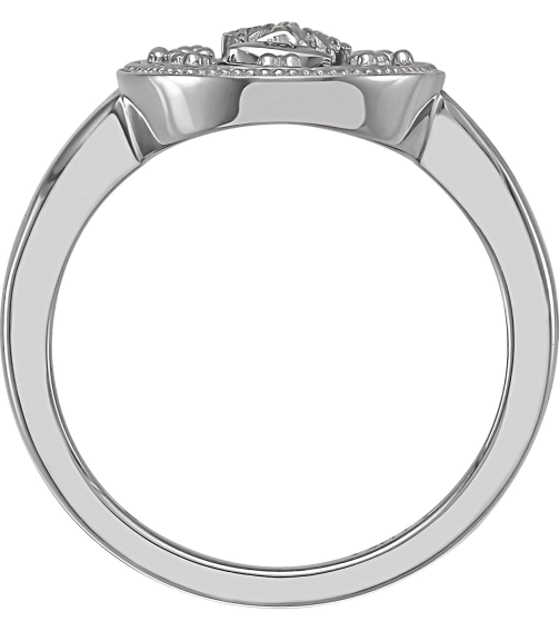 R50018 14K White White Enamel 7 15.35 Mm Polished Oval White Enamel Miraculous Medal Ring