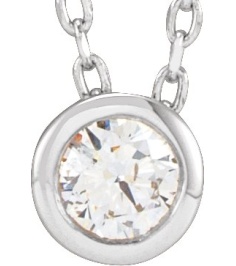 88111 Necklace Set Platinum Round Natural Diamond 3Mm 110 Ct Si2-Si3, G-H 16-18 In Polished 110 Ct Natural Diamond Solitaire Bezel-Set Necklace
