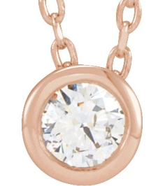 88111 Necklace Set 14K Rose Round Natural Diamond 3Mm 110 Ct I1, G-H 16-18 In Polished 110 Ct Natural Diamond Solitaire Bezel-Set Necklace